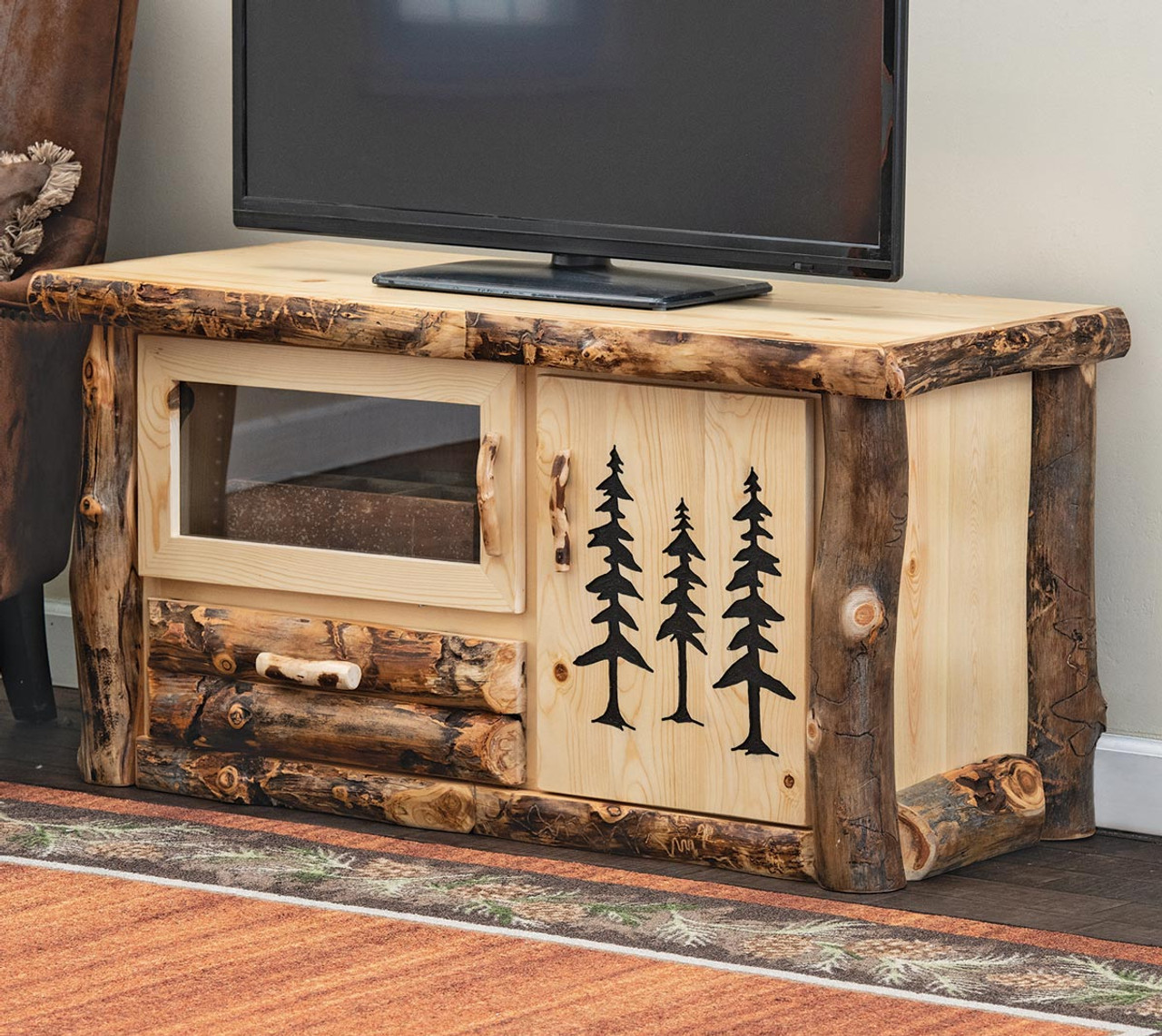 Log shop tv stand