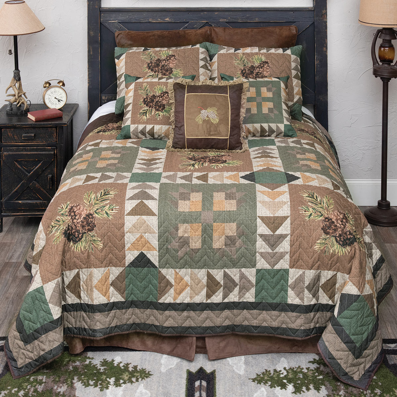 Pinecone Patch Quilt Bed Set - Queen | Black Forest Decor