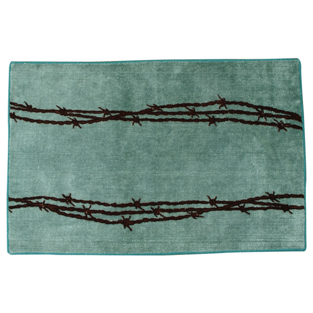 Barbed Wire Turquoise Bath Rug - 24W x 36L, Black Forest Decor