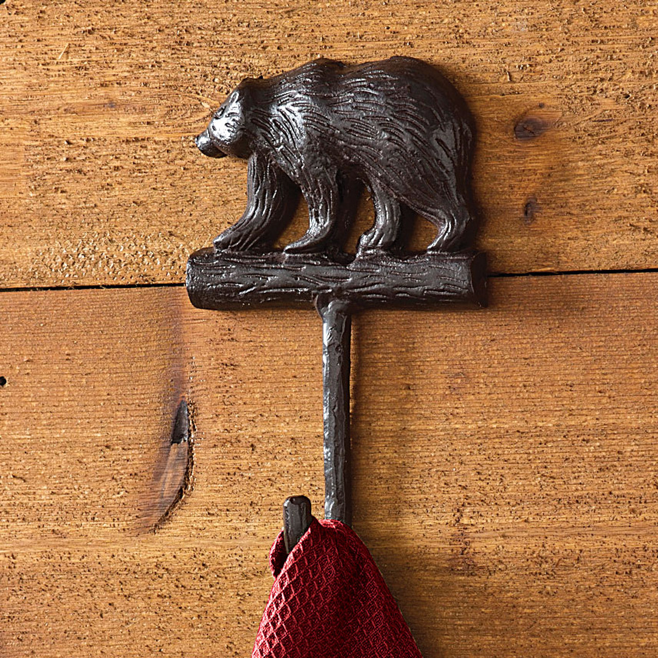 Bear Cast Iron Single Hook - 5 1/4W x 1 3/4D x 8 1/4H from Black Forest Decor