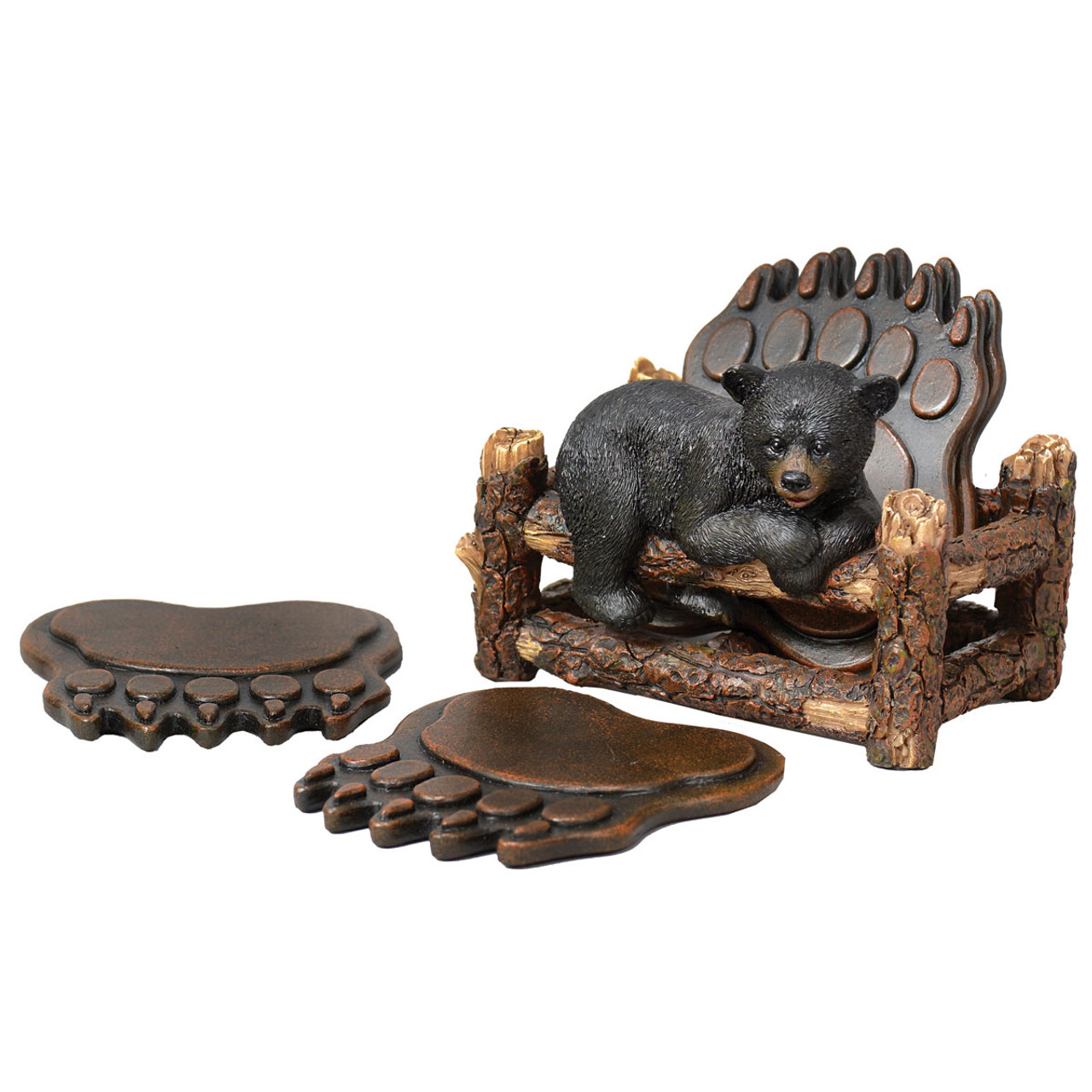 Bear Paw Coaster Set Black Forest Decor