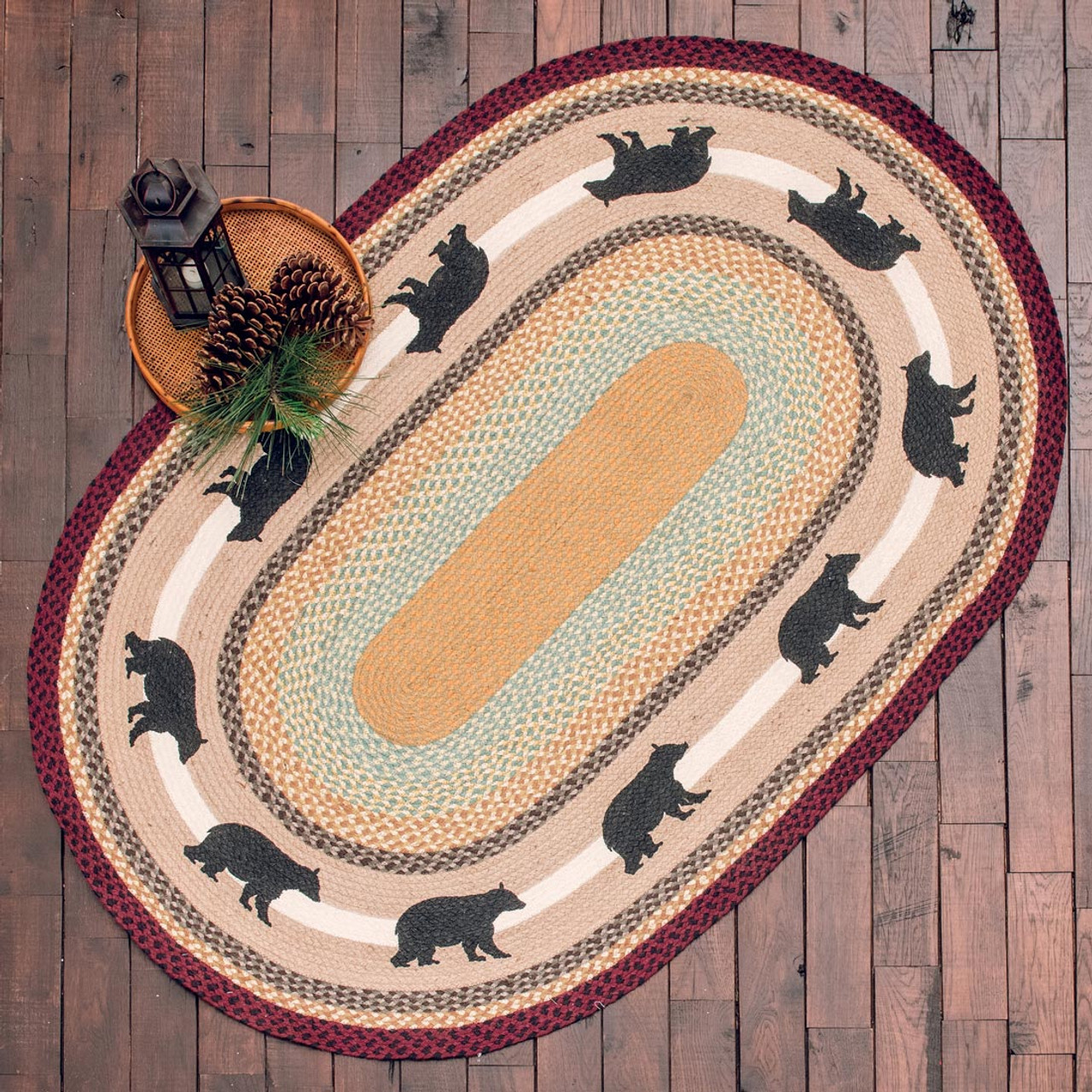 Black Bear Oval Braided Rug