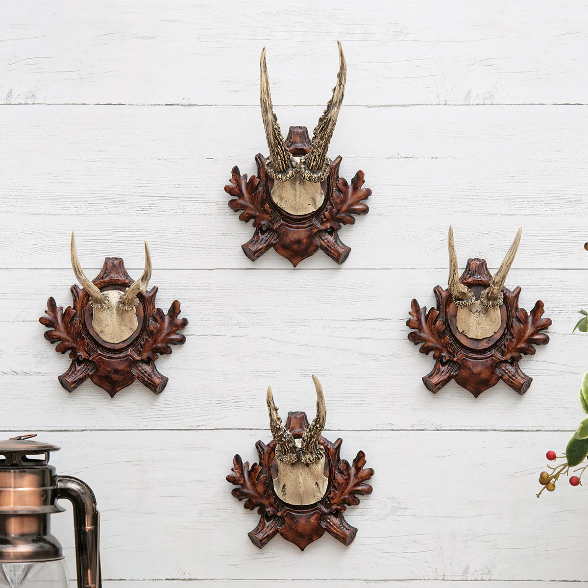 Black Forest Deer Horn Plaques - Set of 4 | Black Forest Decor