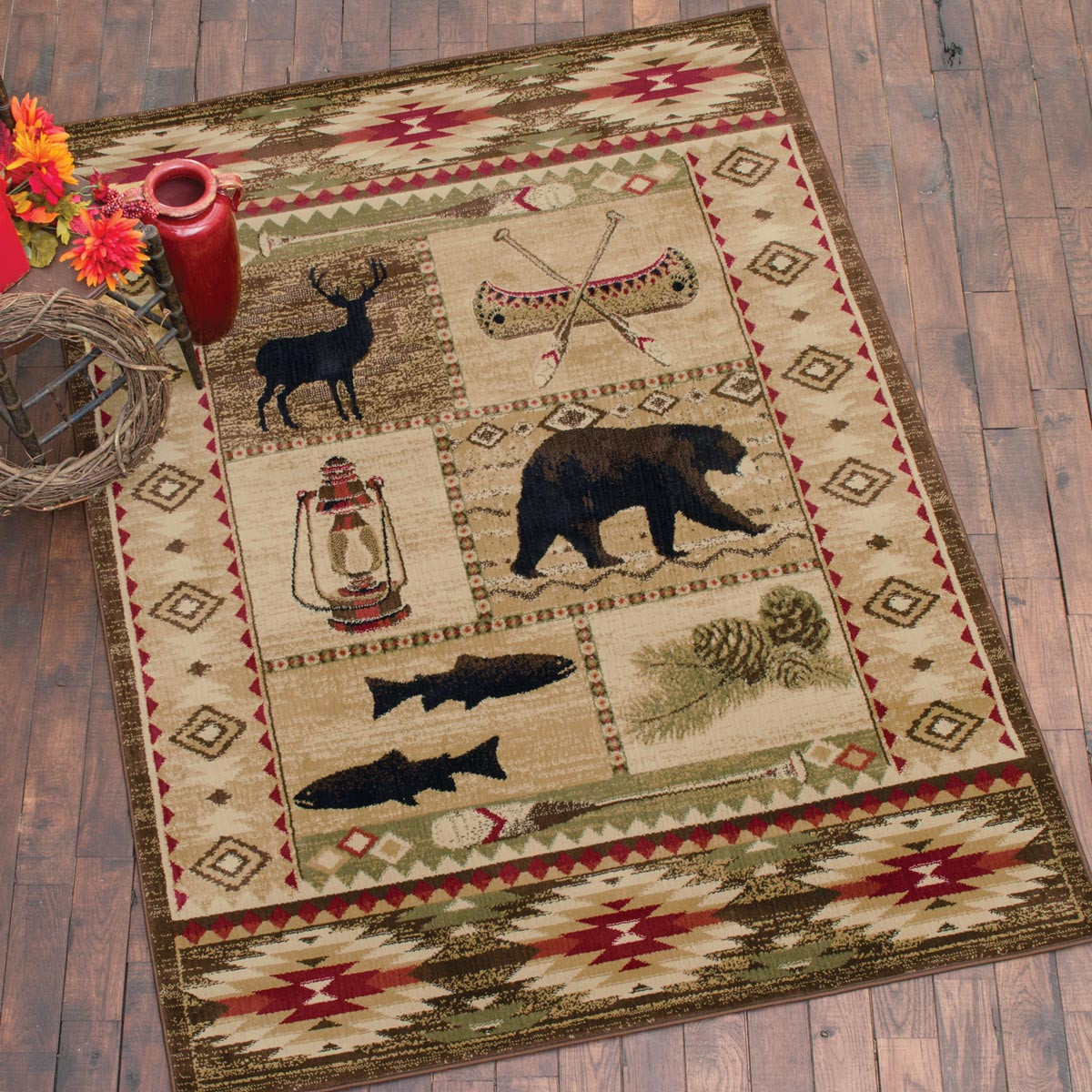 Cabin Getaway Rug 8 x 10 Black Forest Decor