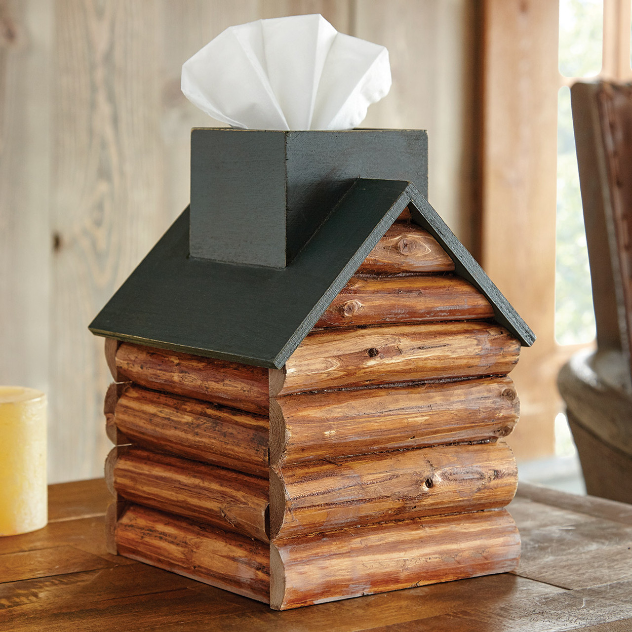 Wooden shop tissue box