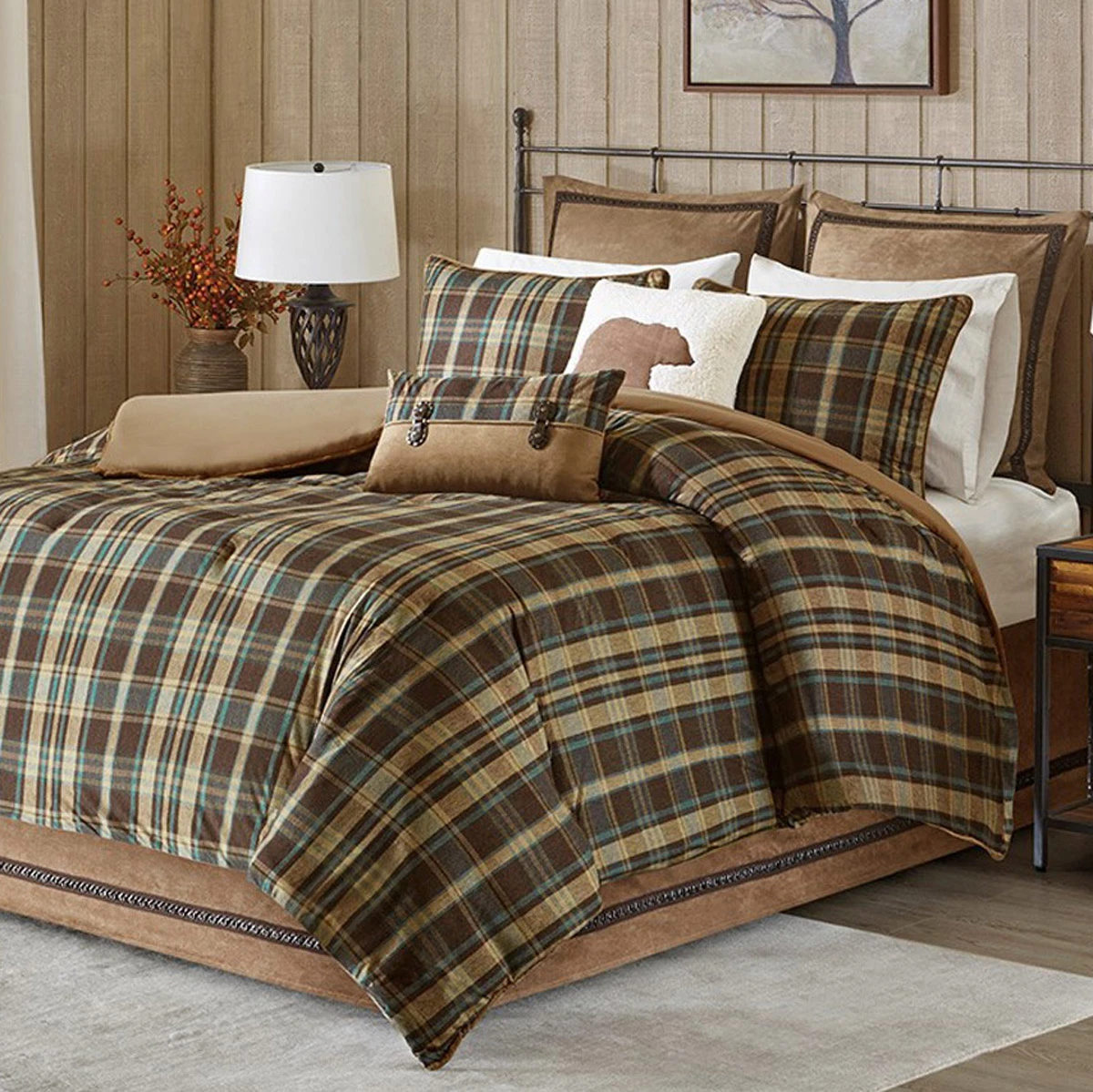 Rustic Bedding Sets: Twin Size Chandler Plaid Comforter Set | Black ...