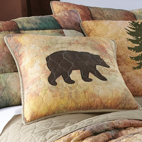 Country Cabin Bear Pillow Black Forest Decor