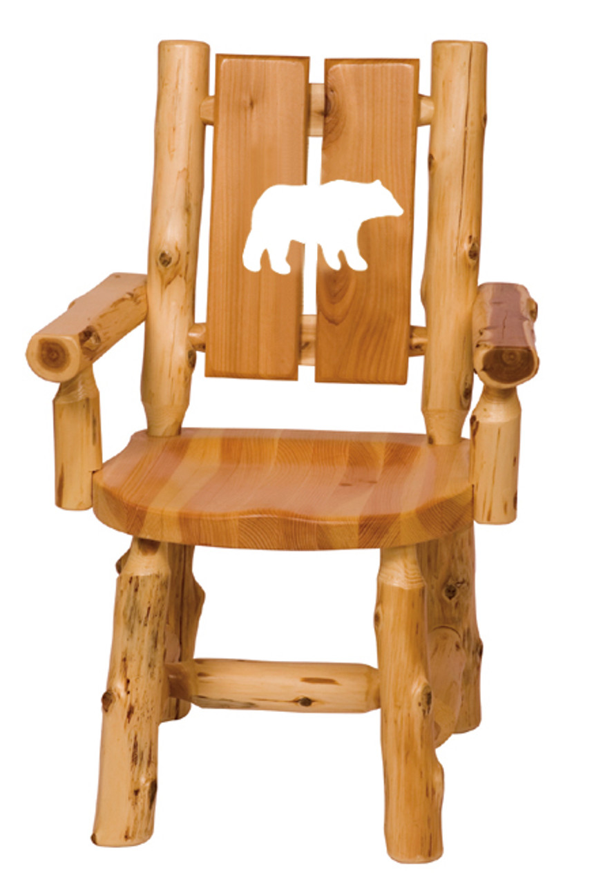 Log Cut Out Arm Chair Bear Black Forest Decor