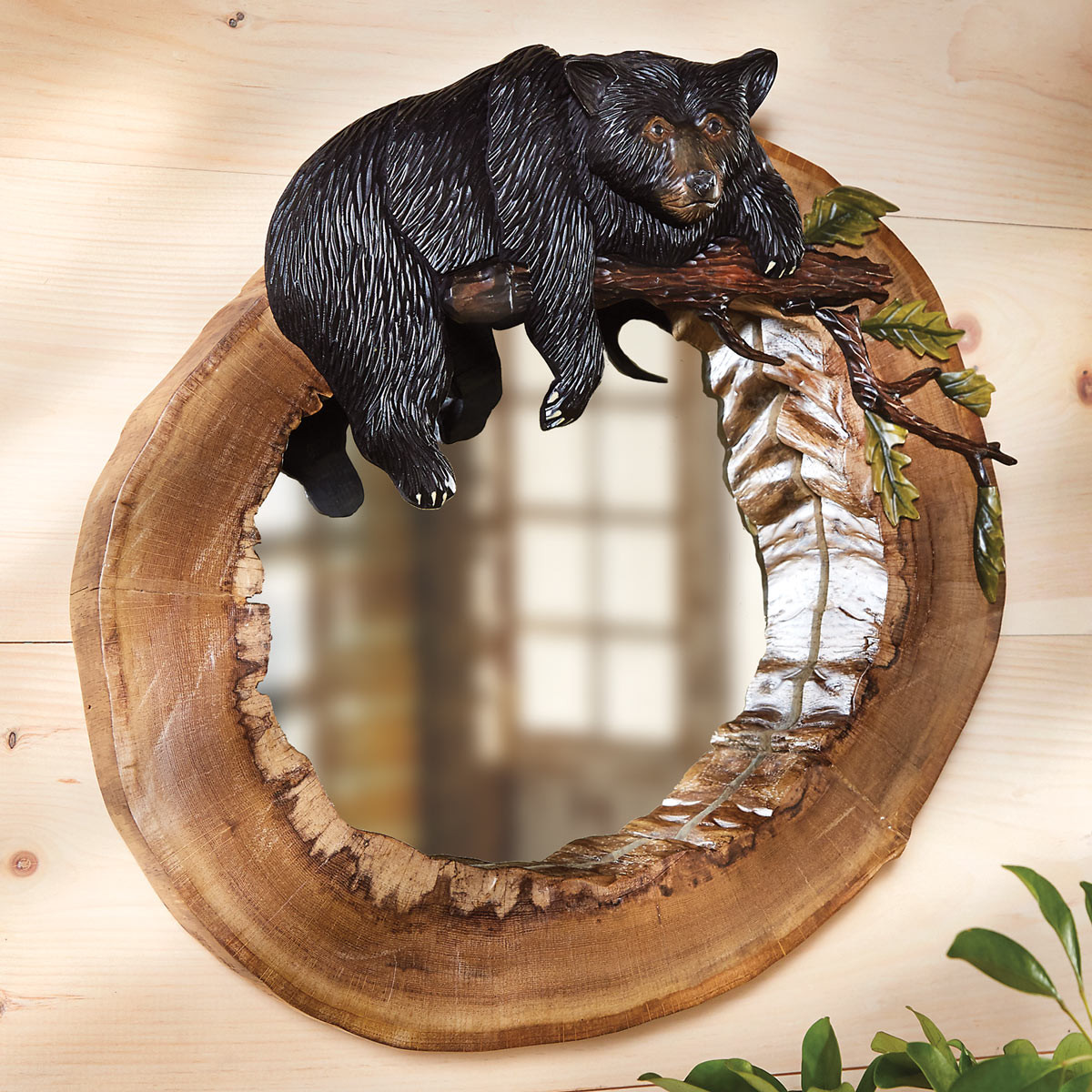 Rustic Mirrors Black Bear Carved Wood Mirror Black Forest Decor