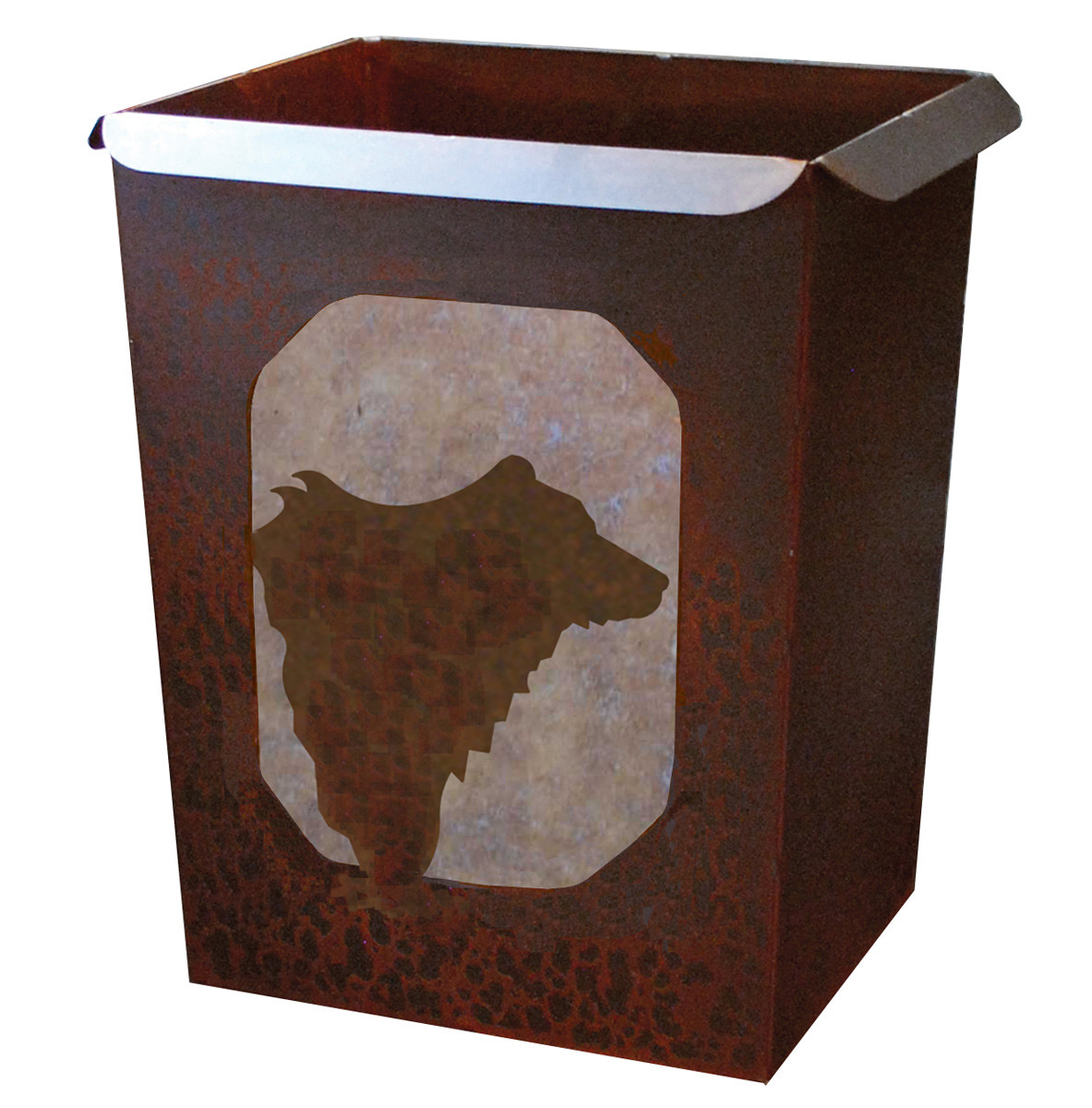 Metal Bear Waste Basket Black Forest Decor