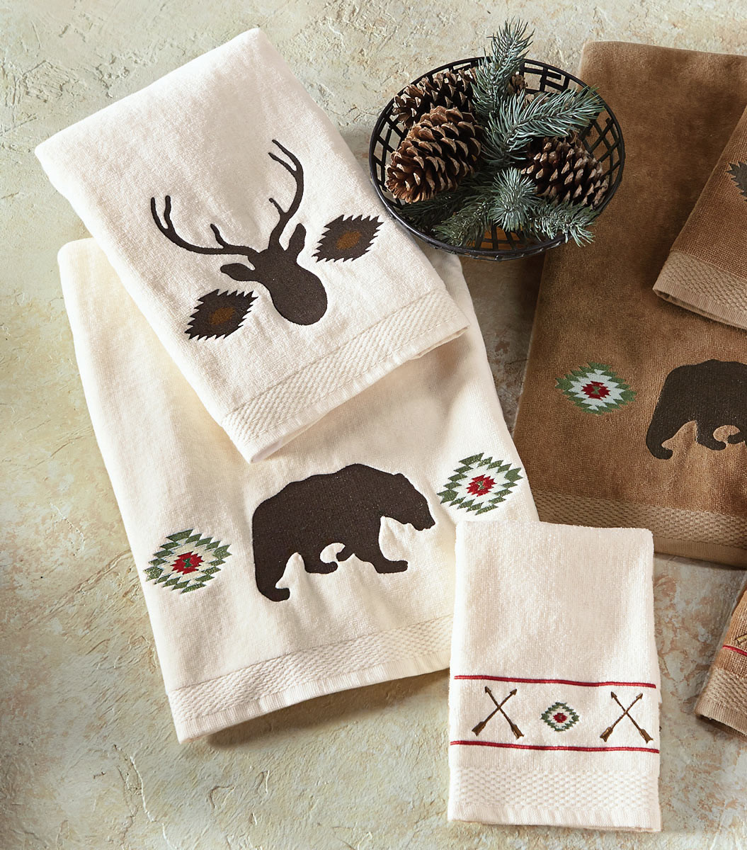 Bear Towels, Moose & Pine Cone Towels Black Forest Decor