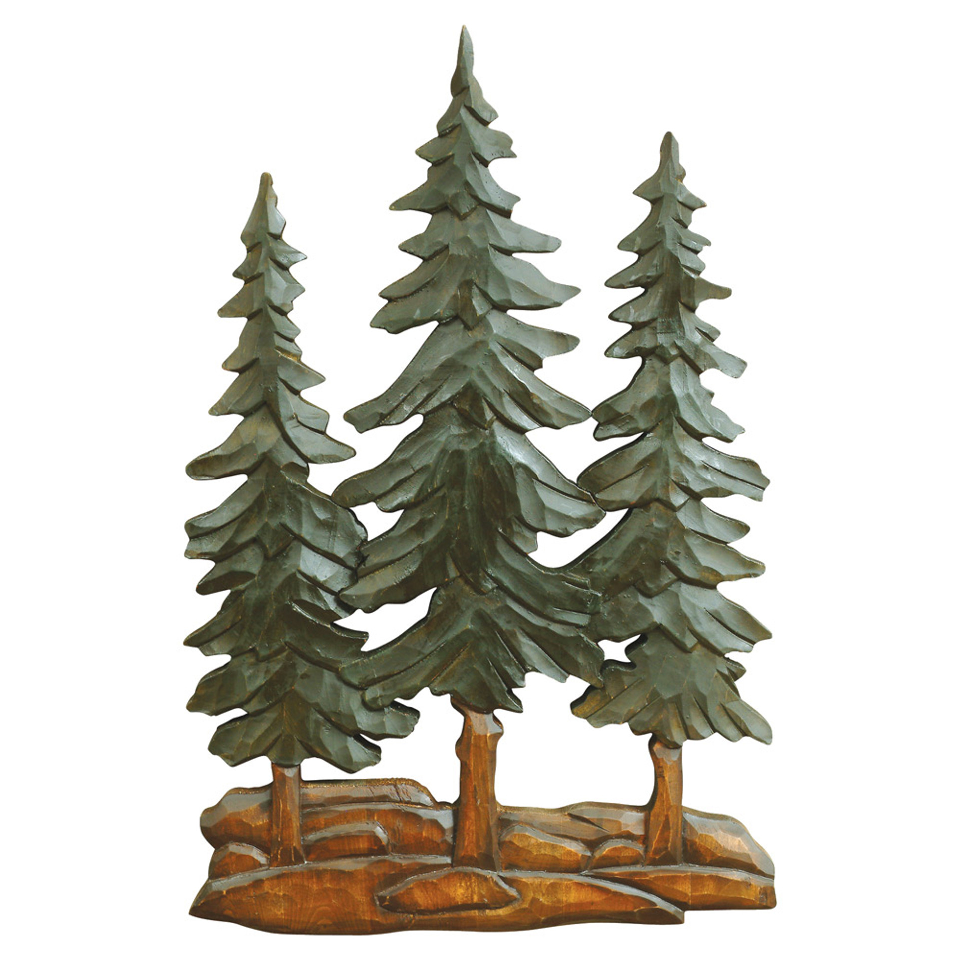 Pine Trees Wood Carving Wall Art Black Forest Decor