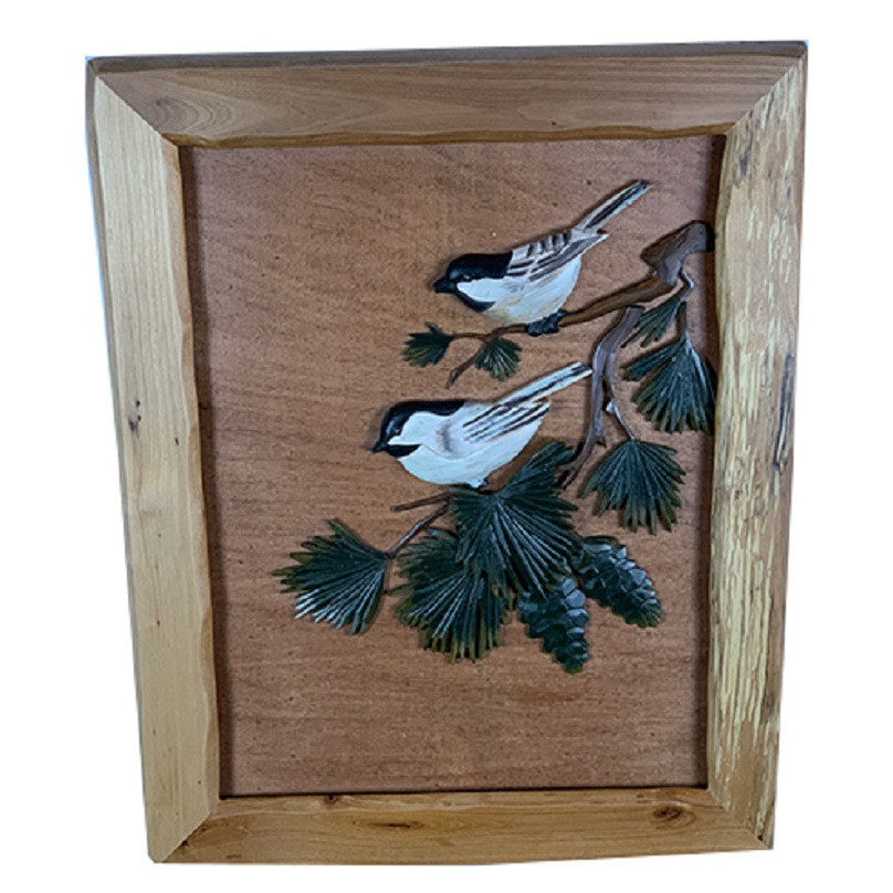 Pinecone Birds Wood Wall Art Black Forest Decor