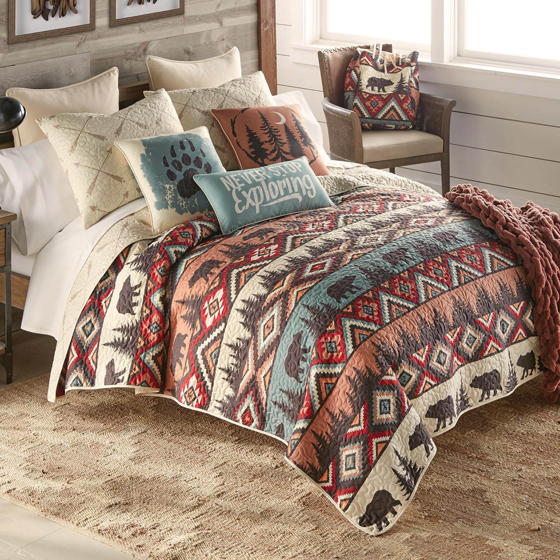 Rustic Bedding Bear Adventure Quilt Bedding Collection   Media  65960.1644961925 