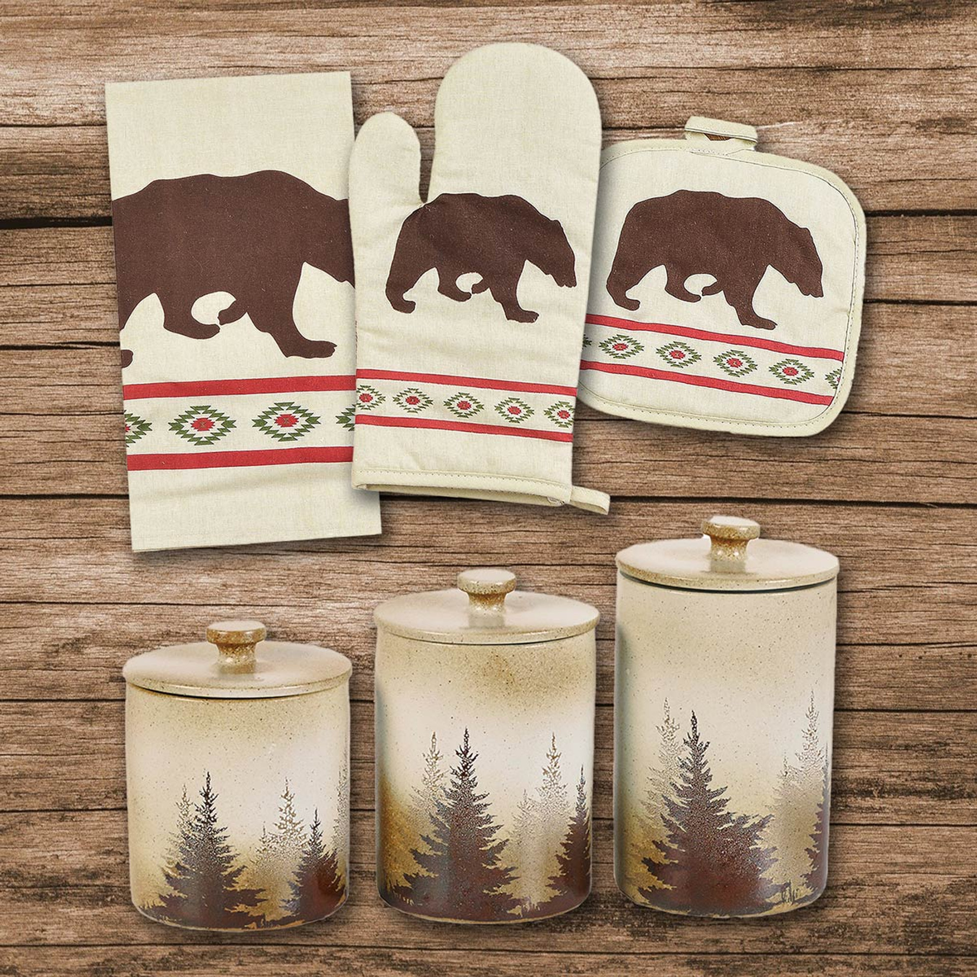 Black Bear Forest Canister Set 3 pcs Black Forest Decor