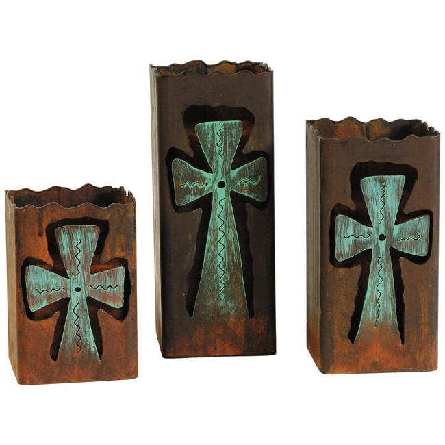 Rustic Candle Holders Set of 3 Rustic Metal Cross Candle Holders