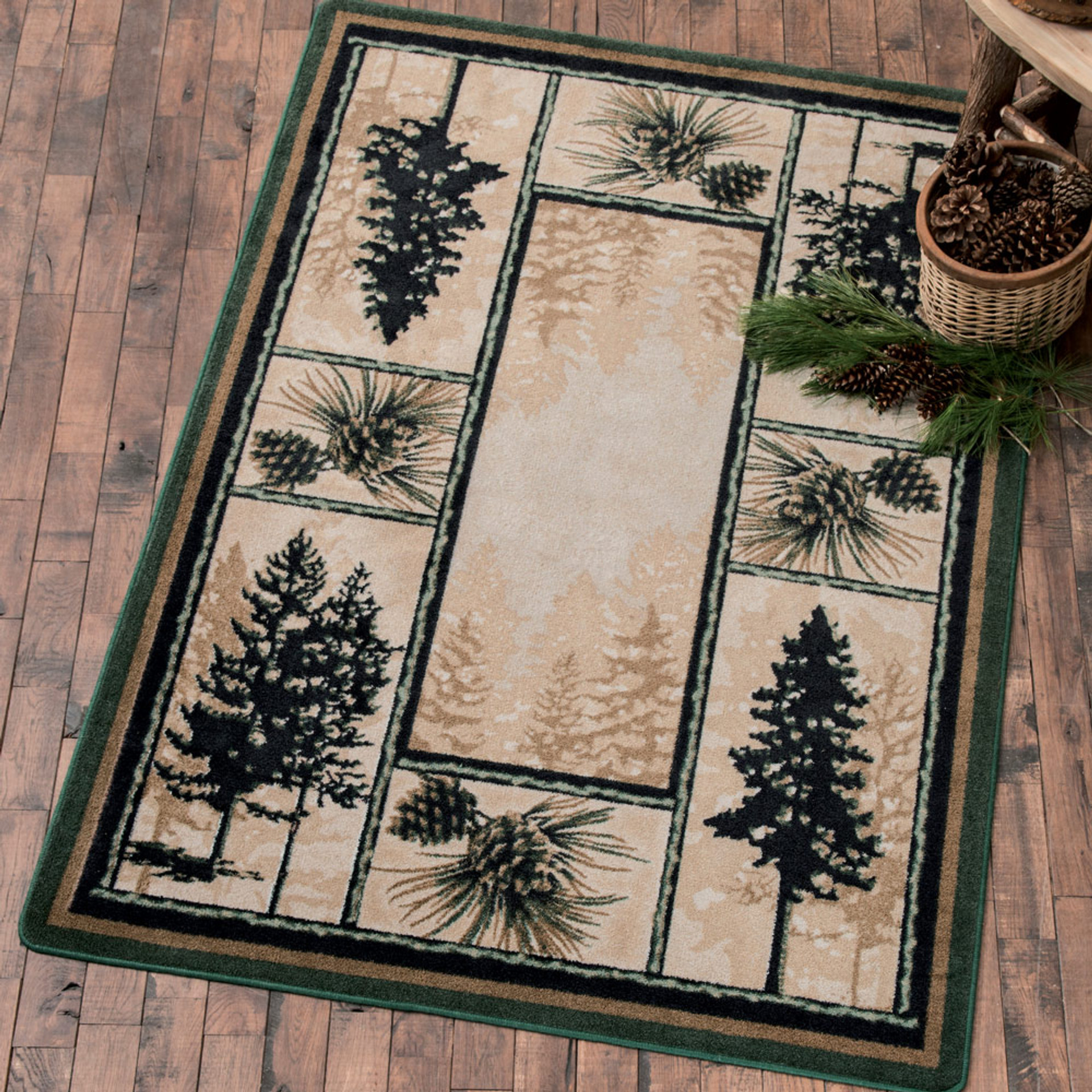 Stoic Pine Trees Rug 2 x 8 Black Forest Decor