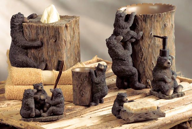 Rustic Moose & Bear Bathroom Accessories Black Forest Décor