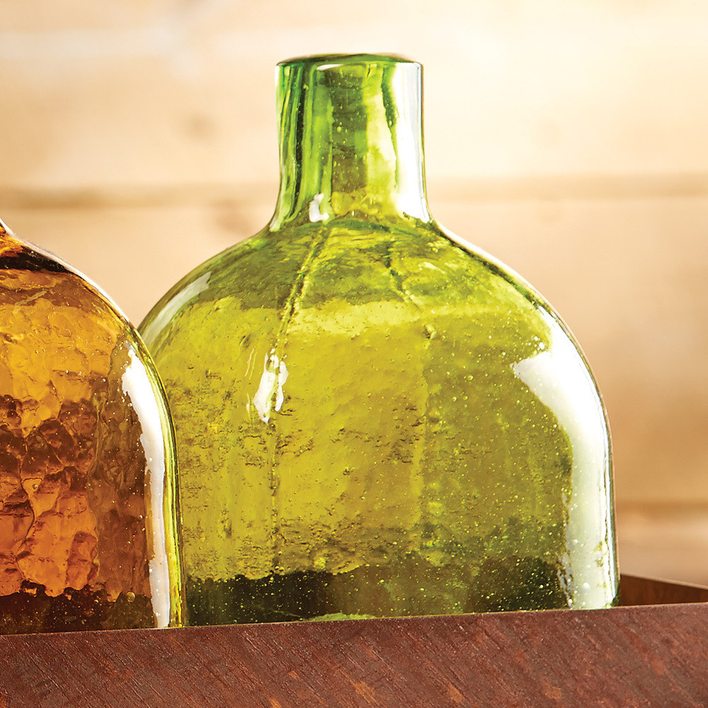 Lime Green Glass Tequila Bottle Black Forest Decor