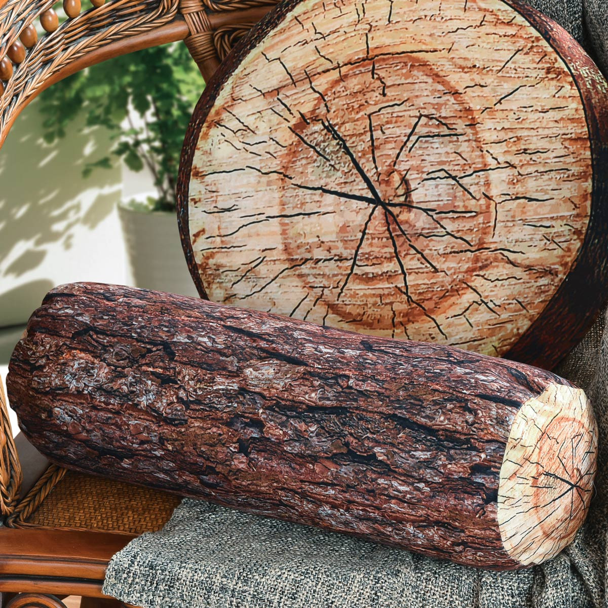 Log Tree Lumber Jack Bolster Pillow Black Forest Decor