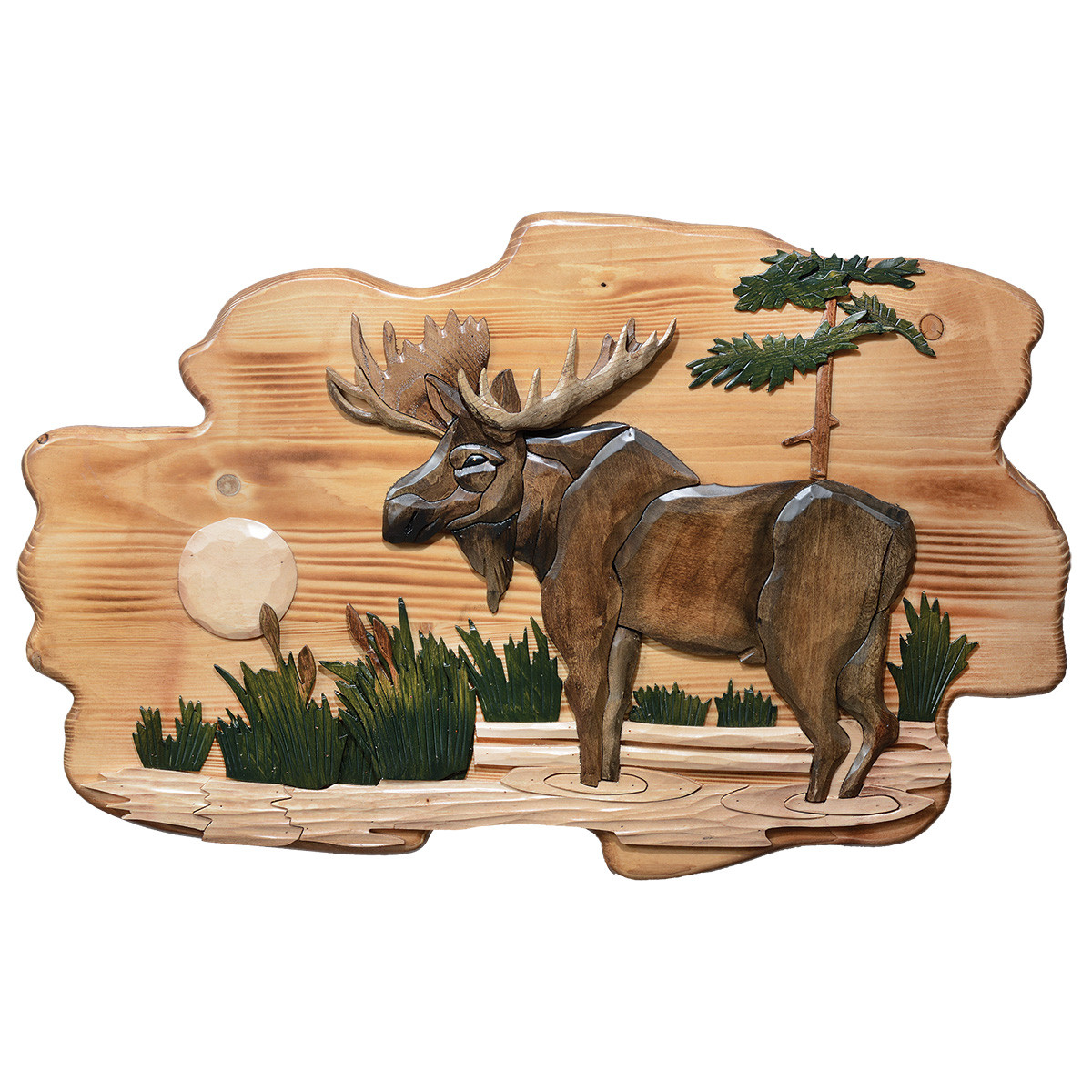 Recycled Wood Deer Head Wall Hanging Black Forest Decor