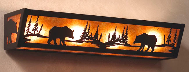 Rustic Bear Vanity Light Fixture (4 Light) Black Forest Decor