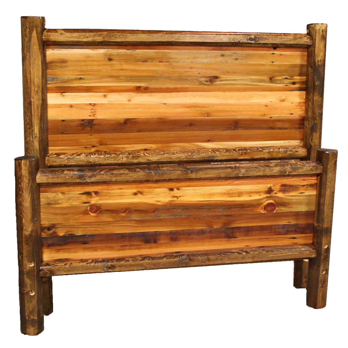 Barnwood Round Leg Bed Queen Black Forest Decor