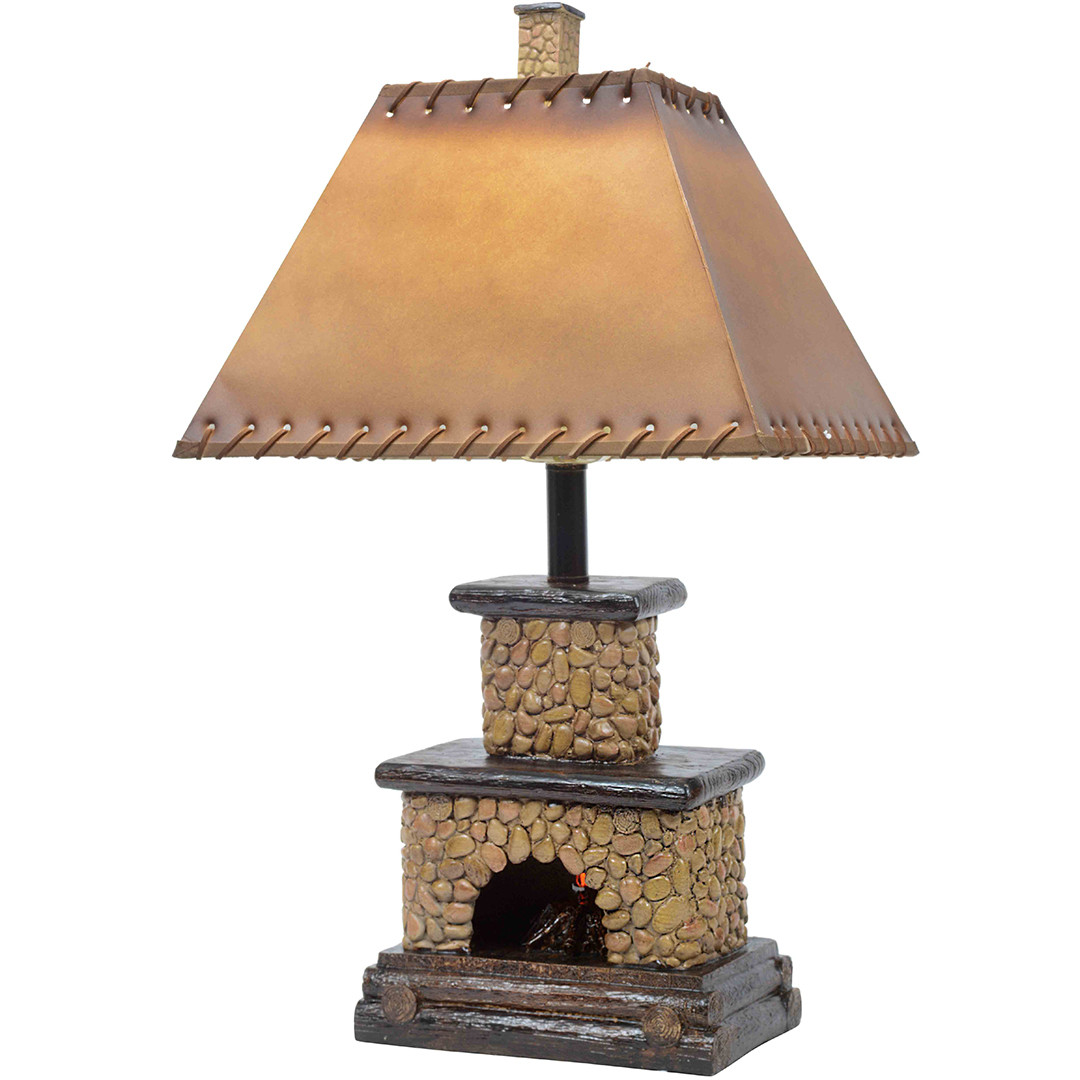 Stone Fireplace Lamp Black Forest Decor