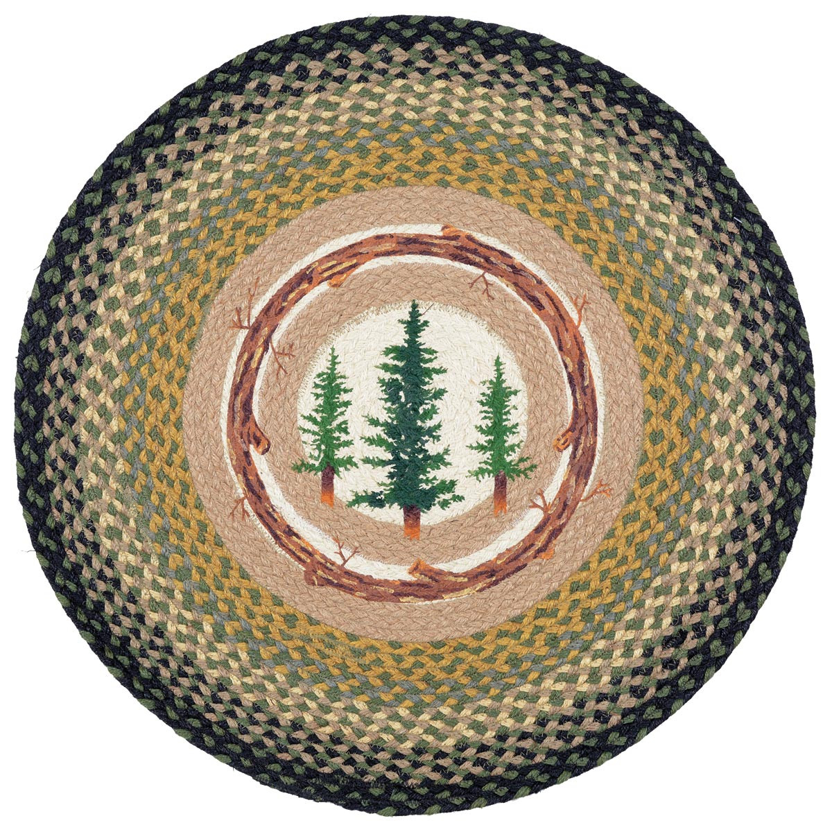Tall Timbers Round Braided Rug | Black Forest Decor