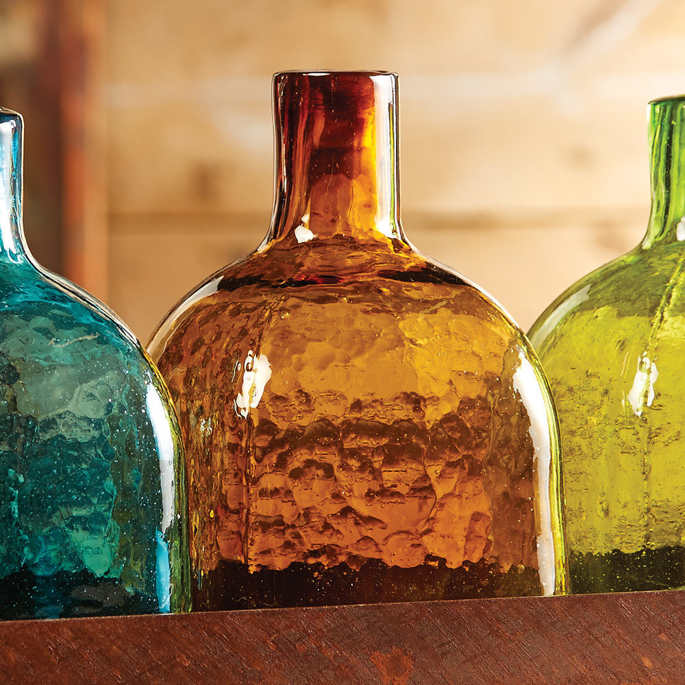 Turquoise Glass Tequila Bottle Black Forest Decor