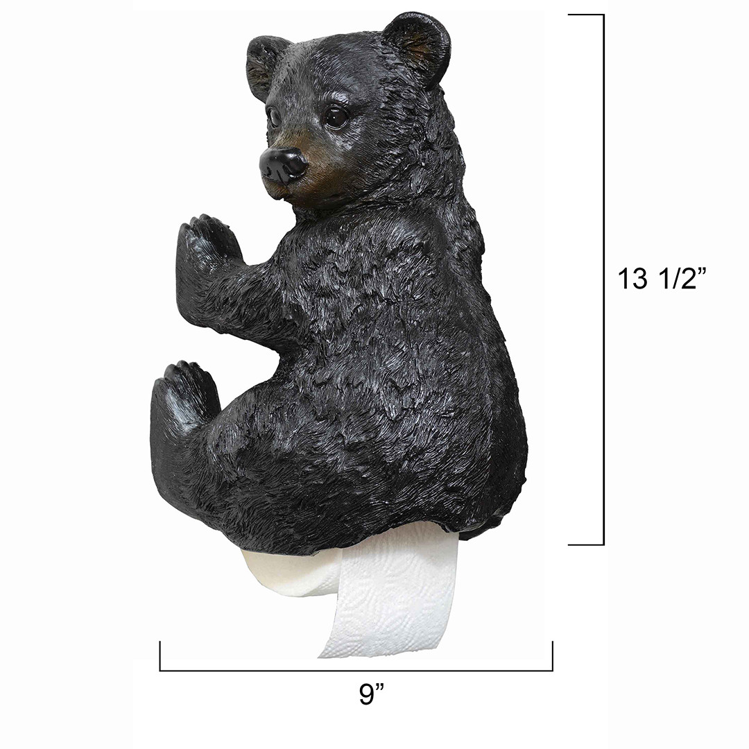 Bear Cub Toilet Paper Holder Black Forest Decor