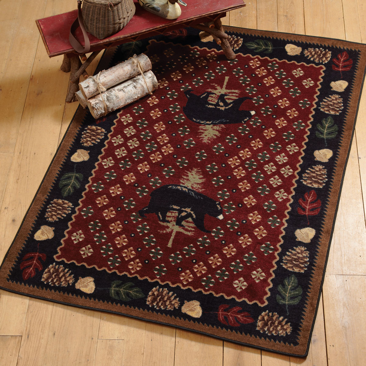 Wildlife Rugs: 8 x 11 Bear Patchwork Rug | Black Forest Decor