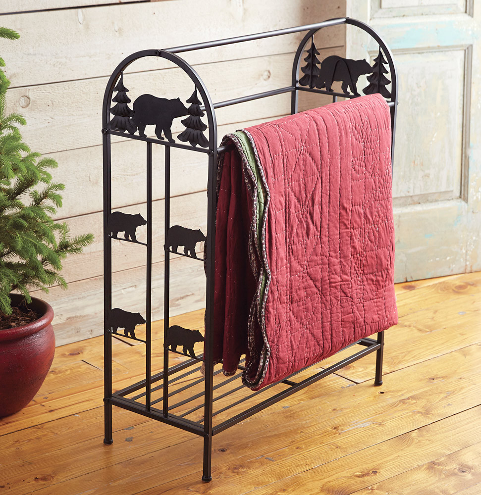 Black Bear Metal Quilt Rack Black Forest Decor