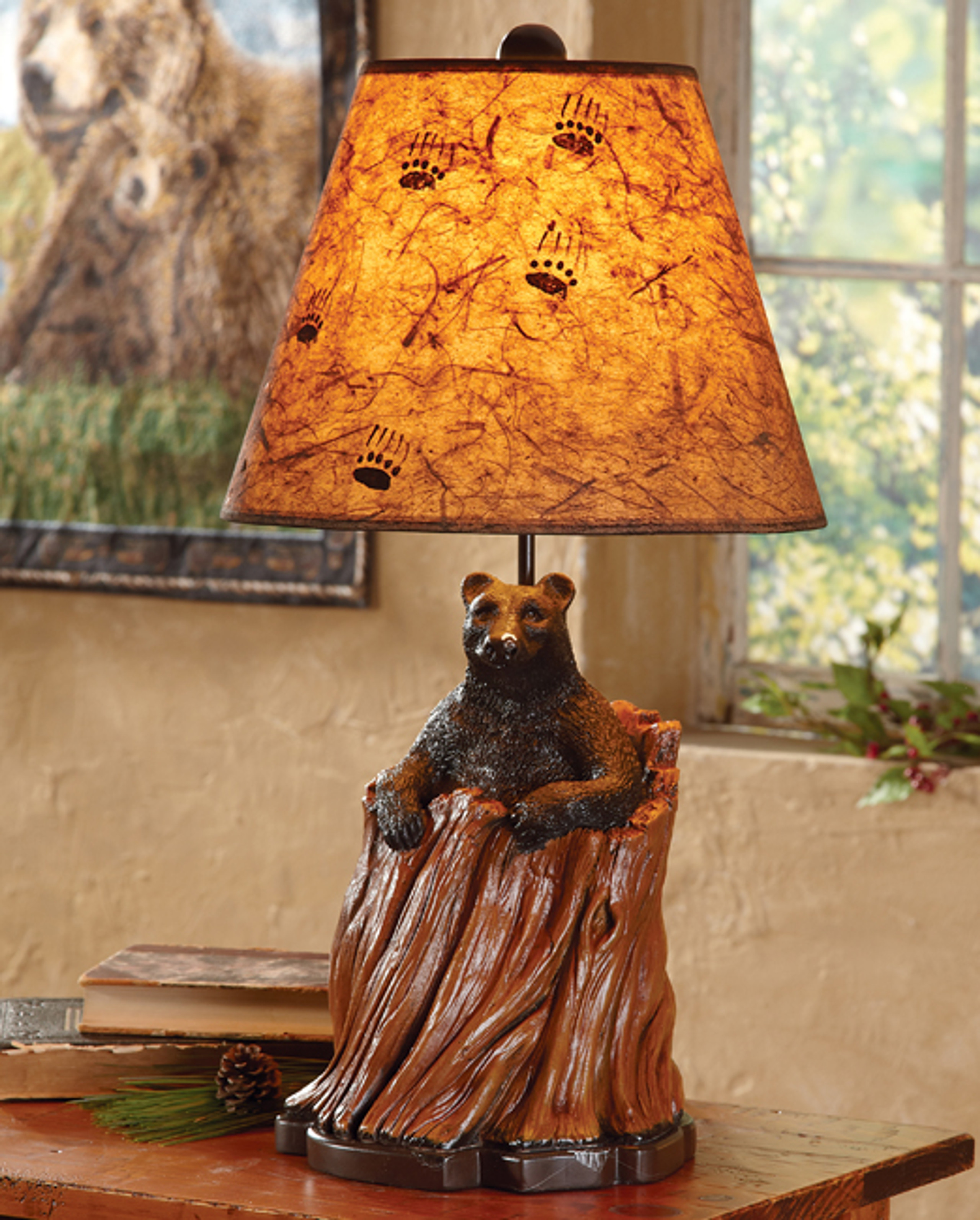 Rustic Table Lamps Black Bear Tree Stump Table Lamp Black Forest Decor