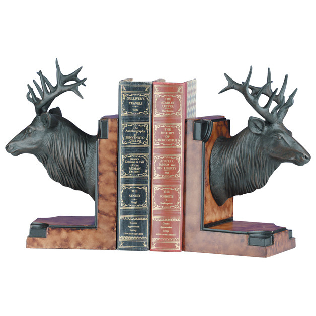 Deer Head Bookends Bronze Black Forest Decor