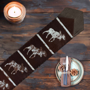 Fringed Moose Salt & Pepper Leather Table Runners