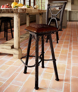 Coronado Iron Stool with Back - Colonial Brown