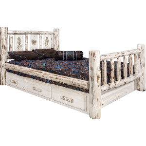 Frontier Storage Bed with Laser-Engraved Pine