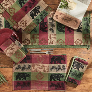 Pinecone Bear & Moose Table Linens