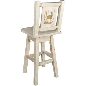 Denver Swivel Counter Stool with Engraved Elk Back