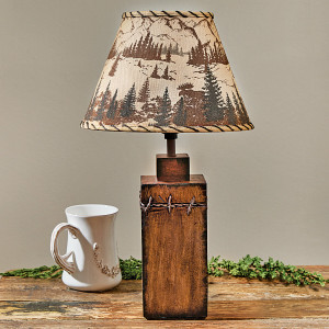 Barbed Wire Table Lamp & Mountainside Moose Shades