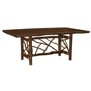 Hickory Rectangle Twig Log Dining Table - 7 Foot