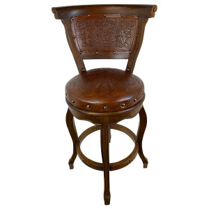 Spanish Heritage Swivel Stool w/ Back - Rustic