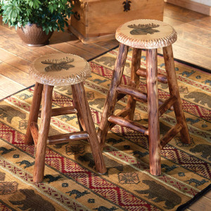 Carved Wood Moose Barstools