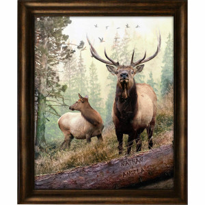 Hillside Elk Couple Personalized Wall Art