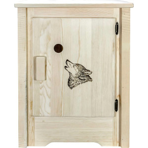 Denver Cabinet with Engraved Wolf - Right Hinged