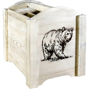 Denver Magazine Rack with Engraved Bear