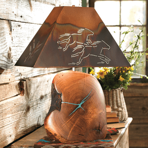 Mesquite Turquoise Lamp with Copper Horse Shade