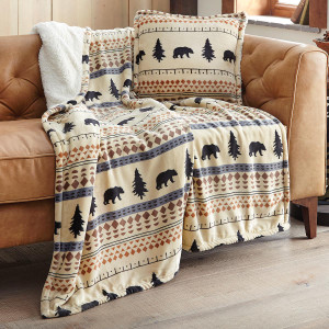 North Ridge Bear Plush Pillow & Throw