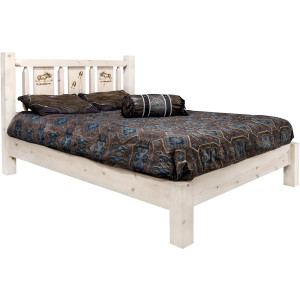 Ranchman's Platform Bed w/ Laser-Engraved Moose